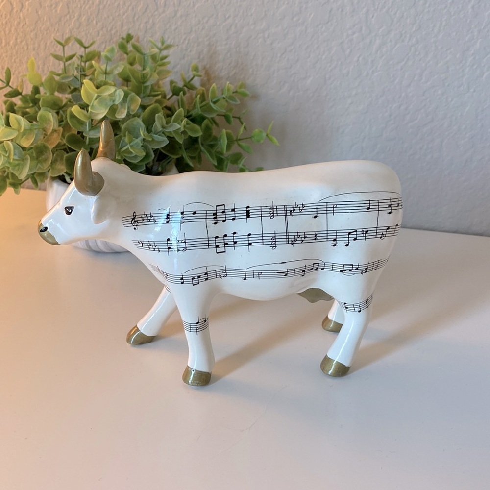 CowParade Ceramic Art Cow Figurine Gold Music